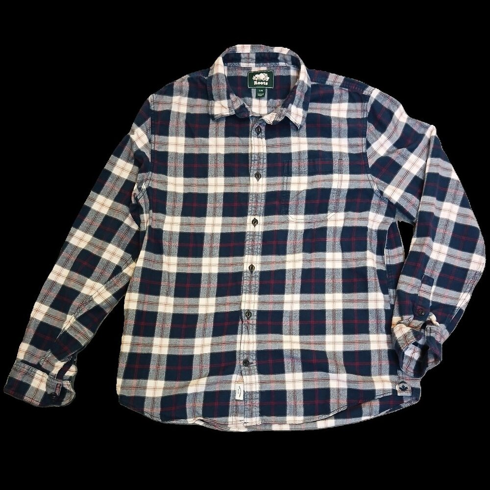 ROOTS plaid flannel long-sleeved shirt - women - large - pre-owned - cottagecore